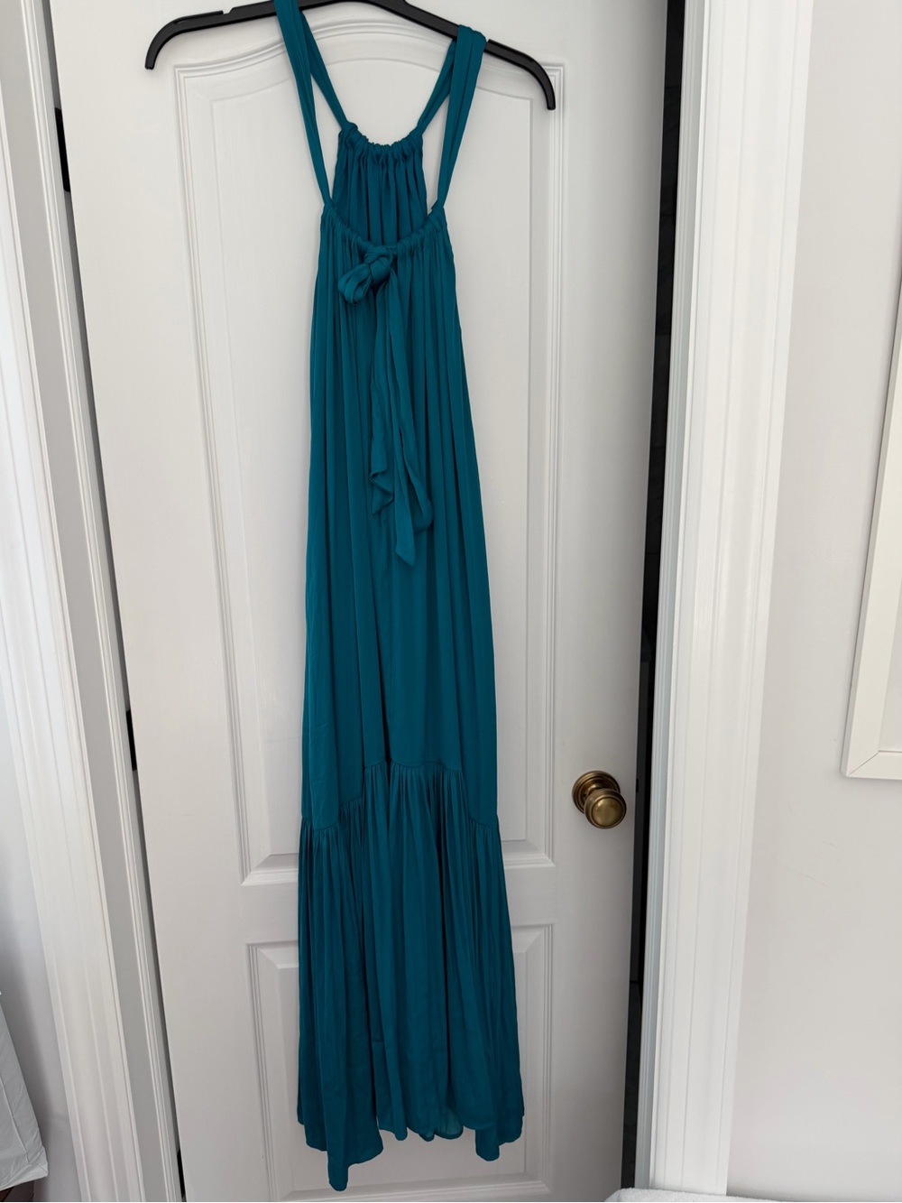 Banana Republic Factory Teal Tie Back Maxi Dress Pockets Sleeveless Medium NWT - Picture 6 of 11
